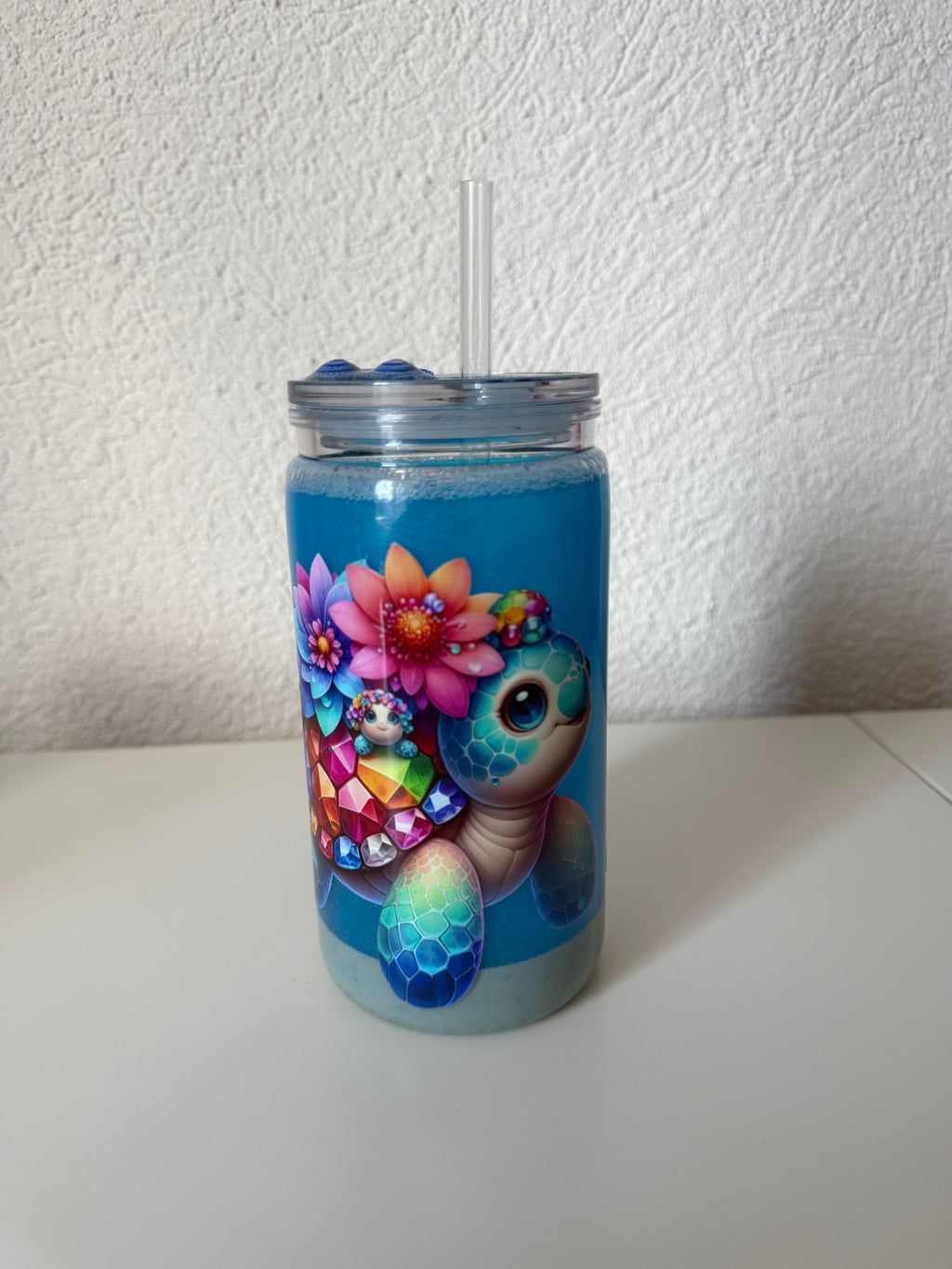 Meeresschatz Snowglobe Becher mit Sand & Steinchen – 16 oz