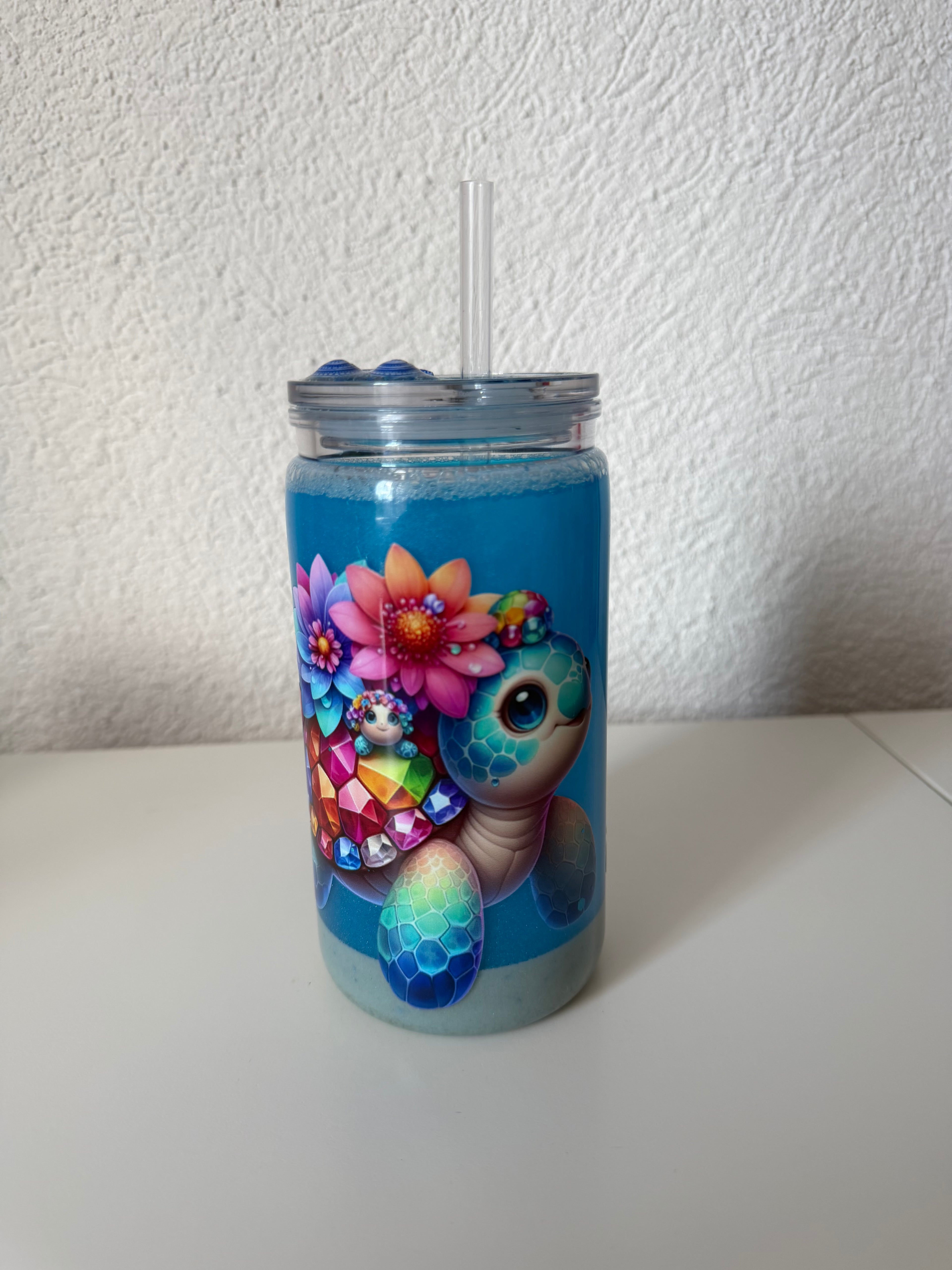 Meeresschatz Snowglobe Becher mit Sand & Steinchen – 16 oz